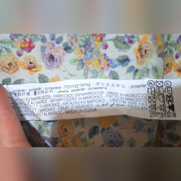 Zara women's large cream floral satin midi hi-low a-line skirt - Picture 9 of 9